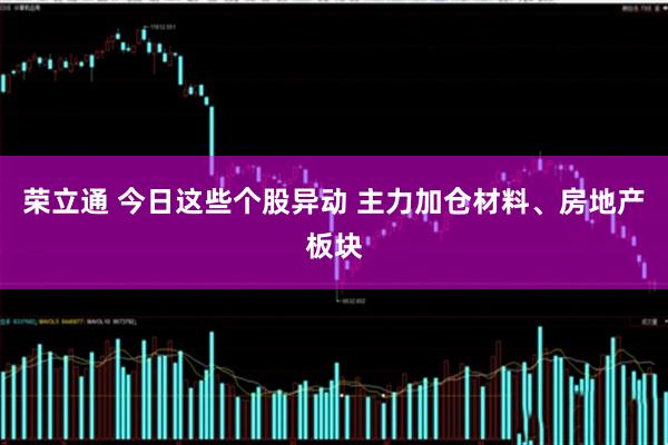 荣立通 今日这些个股异动 主力加仓材料、房地产板块