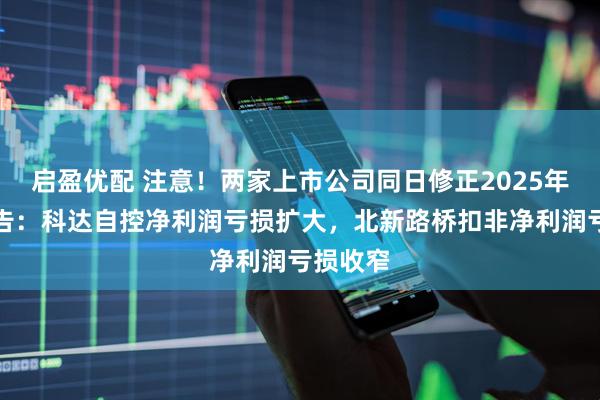 启盈优配 注意！两家上市公司同日修正2025年业绩预告：科达自控净利润亏损扩大，北新路桥扣非净利润亏损收窄